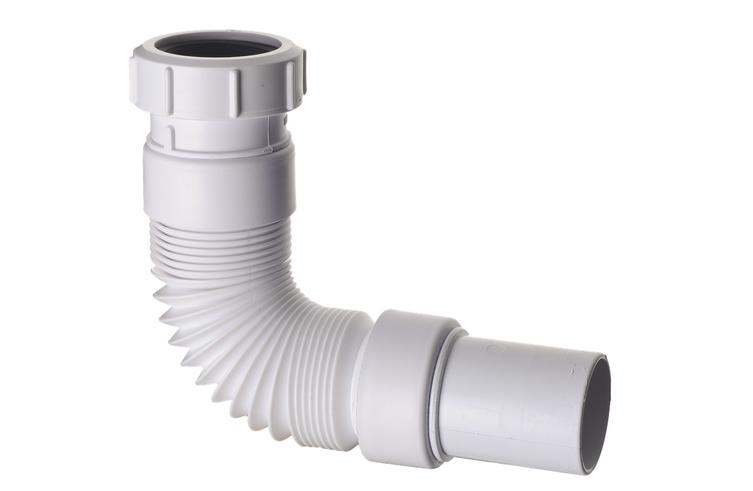 40mm Flexible Waste Trap Connector White PVC | P Trap Toilet | S Trap Toilet | Bunnings